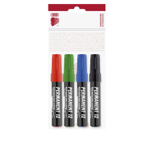 ICO Alkoholos marker készlet, 1-4mm, vágott hegyű, Ico 12, 4 klf.szín filctoll, marker