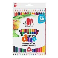 ICO Színes ceruza készlet, kétvégű, háromszögletű, ICO "Süni", 36 különböző szín színes ceruza