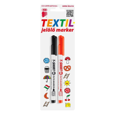 ICO Textilmarker ico t-shirt slim m fekete+piros 2db/bliszter filctoll, marker