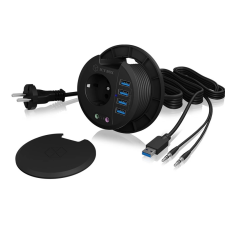 ICY BOX IB-HUB1430 csatlakozóaljzat Fekete hosszabbító, elosztó