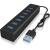ICY BOX USB3.0 7Port Aktív, Tápegységgel, Fekete (IB-HUB1700-U3)
