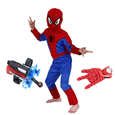 IdeallStore Pókember S öltönykészlet, 100-110 cm, tapadókorongvető és korongkesztyű jelmez