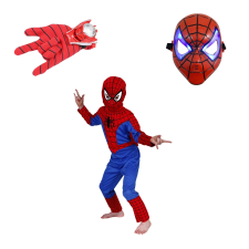 IdeallStore Set Pókember gyerek jelmez, M méret, piros, 110-120 cm, kesztyű és maszk jelmez
