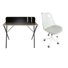 IdePar Luna Black Íróasztal és Roma Ergonomikus Szék - 90x50 cm íróasztal