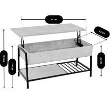 IdePar Nordik Lift dohányzóasztal - beton dekor bútor