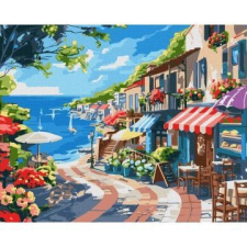 IDEYKA : Festés számok szerint, Tengerparti város - 40 x 50 cm kreatív és készségfejlesztő