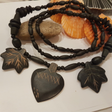  Indonéz stílusú fa nyaklánc 80 cm-es nyaklánc