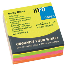 Info Notes Öntapadós jegyzettömb Info Notes 50x50 mm 240 lapos élénk vegyes színek post-it