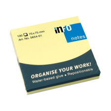 Info Notes Öntapadós jegyzettömb Info Notes 75x75 mm 100 lapos sárga (5654-01) jegyzettömb