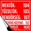 . Információs matrica, 10x10 cm, "Mentők tűzoltók, rendőrség telefonszámok"