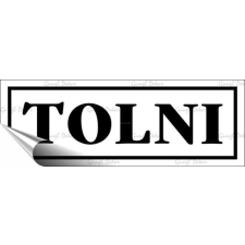 . Információs matrica, 14x5 cm, &quot;Tolni&quot;, fehér információs tábla, állvány