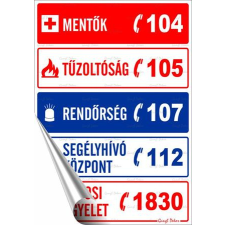 . Információs matrica, 25x17,5 cm,  Segélyhívószámok információs címke