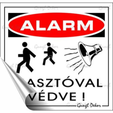 . Információs matrica, 8,7x8,3 cm, &quot;Riasztóval védve&quot; információs tábla, állvány