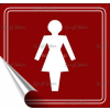 . Információs matrica, 8,7x8,3 cm, toalett, női szimbólum, burgundi vörös/fehér