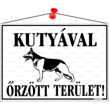 . Információs tábla, 35x25 cm, "Kutyával őrzött terület!" információs tábla, állvány