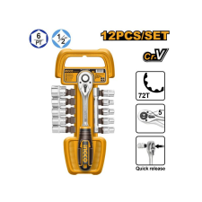 INGCO Dugókulcs készlet 12 részes 1/2'' 10-24 mm CrV dugókulcs