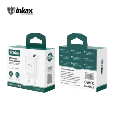 Inkax HC-01 2.1A Hálózati Töltőfej + USB Type-C 1M Adatkábel - Fehér mobiltelefon kellék