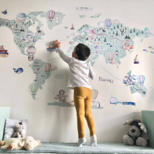 INSPIO Térkép falmatrica gyerekeknek (9189f) tapéta, díszléc és más dekoráció