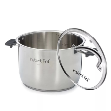 INSTANT HOME IP rozsdamentes edény fogóval + üvegfedő 7.6L edény