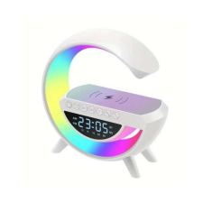  Intelligens asztali RGBW lámpa, hangszóró, 15W gyorstöltő, ébresztőóra, Fehér ébresztőóra