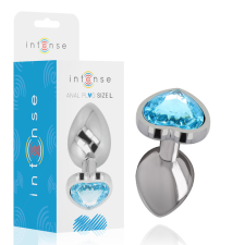  INTENSE - prémium kék szív anal plug, fém, L-es méret anál