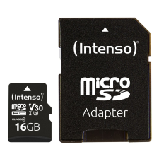 Intenso 16gb microsdxc uhs-i professional class 10 u3 v30 + adapterrel 3433470 memóriakártya