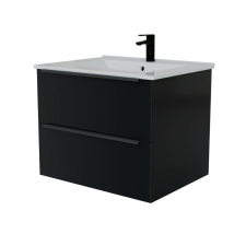 Intenso fiókos fürdőszobabútor mosdókagylóval - 60 cm (magasfényű fekete) fürdőszoba bútor