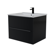 Intenso fiókos fürdőszobabútor mosdókagylóval - 60 cm (magasfényű fekete) fürdőszoba bútor