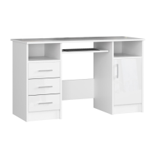 Intenso íróasztal - 124 cm - magasfényű fehér íróasztal