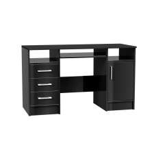 Intenso íróasztal - 124 cm - magasfényű fekete íróasztal