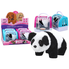 Interaktív plüss panda rózsaszín kék hordozóban plüssfigura