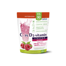  INTERHERB XXL C+D3-VITAMIN ITALPOR MÁLNAÍZŰ 270G (90 ADAG) vitamin és táplálékkiegészítő