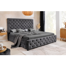INVICTA Design ágy Laney 160 x 200 cm szürke bársony ágyneműtartóval ágy és ágykellék