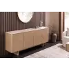 INVICTA Stílusos komód Elion 180cm 3D barna / travertin márvány hatású kerámia fedlap