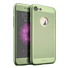 IPAKY műanyag telefonvédő (előlap védelem, lyukacsos minta, logo kivágás + edzett üveg) zöld gp-72182 tok és táska