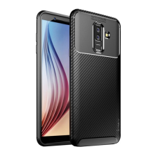IPAKY Samsung Galaxy A6+ (2018) Szilikon Védőtok - Fekete karbon mintás tok és táska