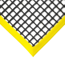 Ipari rácsos gumiszőnyeg csúszásmentes munkaállomás 60x120 cm fekete sárga szegéllyel munkavédelem