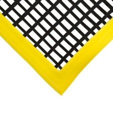 Ipari rácsos gumiszőnyeg nagy teherbírású csúszásmentes munkaállomás 60x120 cm fekete sárga szegéllyel munkavédelem