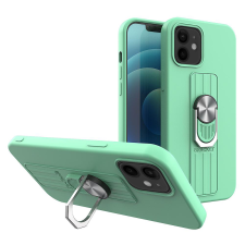  iPhone 12 Telefontok- zöld gyűrűs, kitámasztható szilikon hátlap tok tok és táska