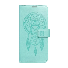  iPhone 15 Plus Telefontok - MEZZO bagoly mintás zöld mágneses szilikon keretes könyvtok tok és táska