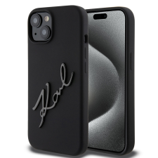 iPhone Telefontok iPhone 15 - Karl Lagerfeld - KARL SCRIPT LOGO - hátlap tok, fekete tok és táska