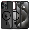iPhone Telefontok iPhone 16 Pro Max - Tech-Protect Maghybrid - MagSafe kompatibilis áttetsző műanyag hátlap tok, fekete/piros szilikon kerettel