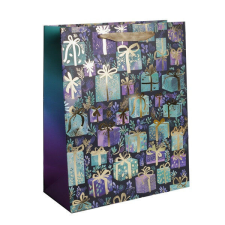 IRIS ajándék papírtasak matt kék/lila 18*23 cm (370366) ajándéktasak