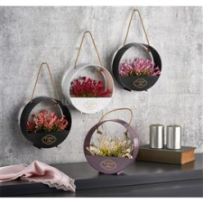 IRIS E5587 kerek akasztós fali dekoráció művirággal 19x19cm (IRIS_E5587) dekorációs kellék