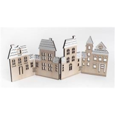 IRIS fa házsor összecsukható natúr/fehér 39 cm (IRIS_060884) dekorációs kellék