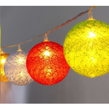 IRIS Gömb alakú 6cm/színes fonott/3m/barna-piros-kék-zöld/20db LED-es/USB-s fénydekoráció (104-29) karácsonyfa izzósor