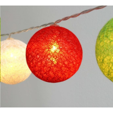 IRIS Gömb alakú 6cm/színes fonott/3m/piros-fehér-zöld/20db LED-es/USB-s fénydekoráció (104-32) karácsonyfa izzósor