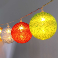 IRIS Gömb alakú 6cm/színes fonott/4,5m/barna-piros-kék-zöld/30db LED-es/USB-s fénydekoráció karácsonyfa izzósor