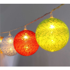 IRIS Gömb alakú 6cm/színes fonott/4,5m/barna-piros-kék-zöld/30db LED-es/USB-s fénydekoráció (104-45) karácsonyfa izzósor
