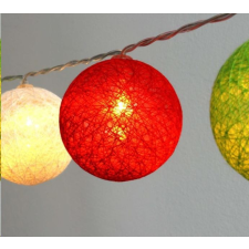 IRIS Gömb alakú 6cm/színes fonott/4,5m/piros-fehér-zöld/30db LED-es/USB-s fénydekoráció (104-48) karácsonyfa izzósor